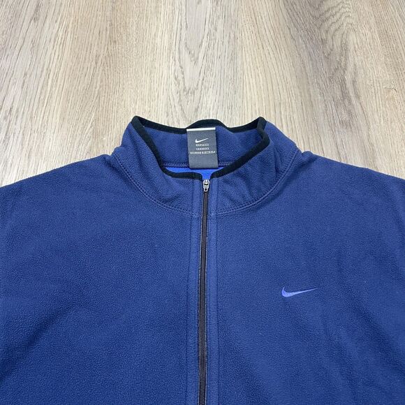 Nike Jacket Mens Medium Blue Therma-Fit Fleece Full Zip Back Zip Pockets Gym - Picture 2 of 11